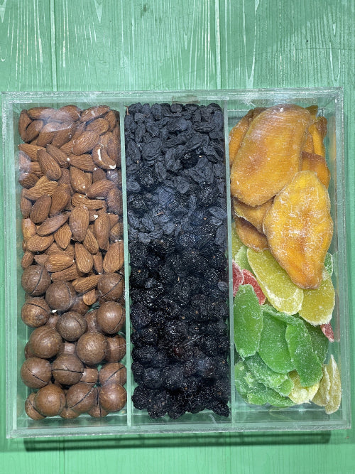 Dry Fruits tray 6 products Close up