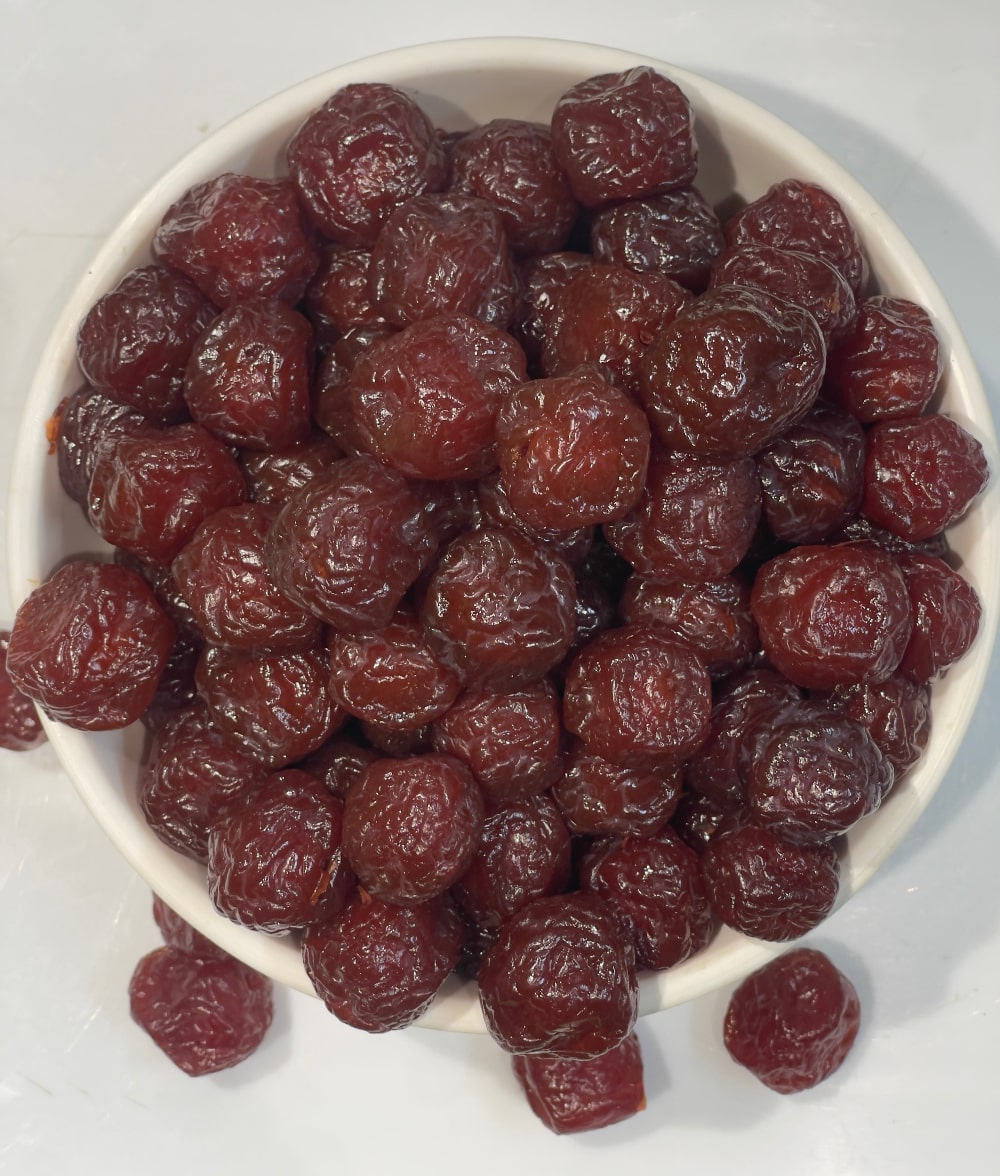 Preserved cherries close up