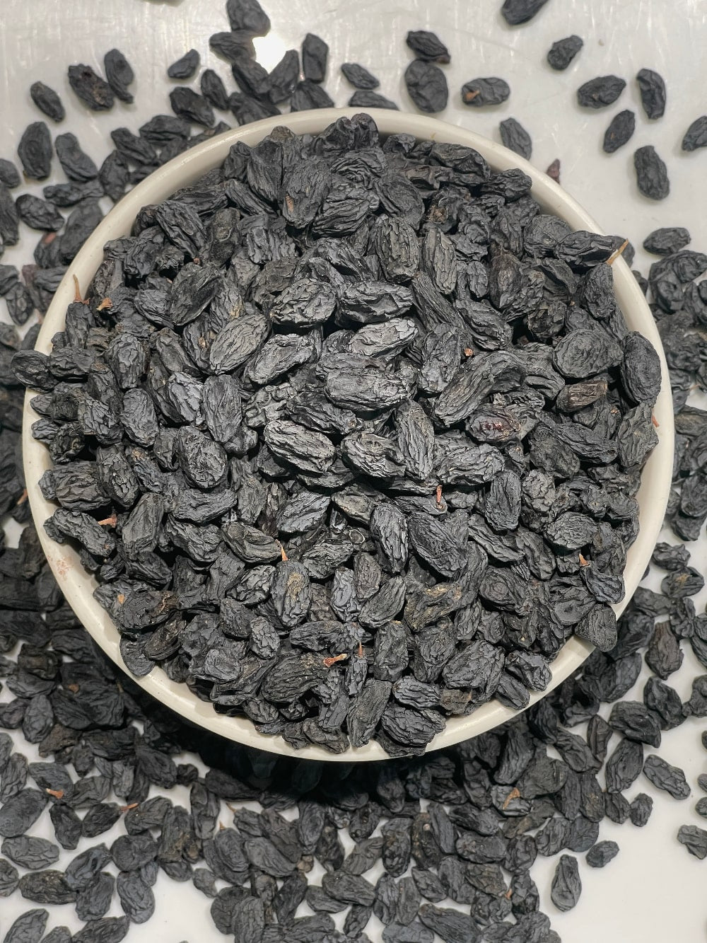 Sun dried black Raisins Close up